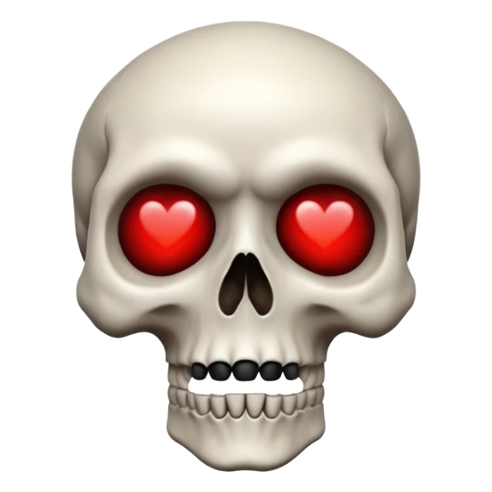 Skull with black heart eyes red dark sticker