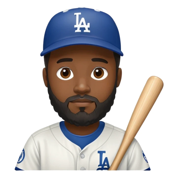 black person with beard in Dodgers baseball uniform sticker
