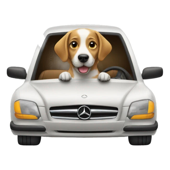 Dog driving a Mercedes match sticker