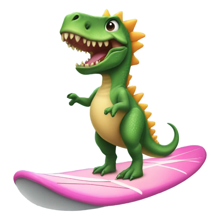 Dino with a Tutu on a surfboard sticker