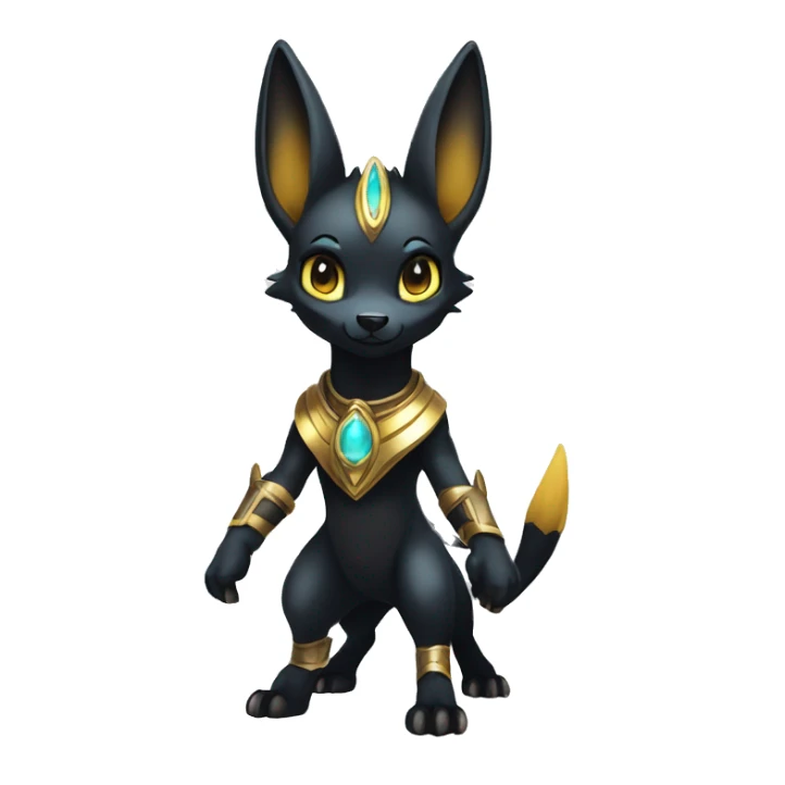 Shiny Chibi Anubis-Umbreon-Lucario on four legs full body sticker