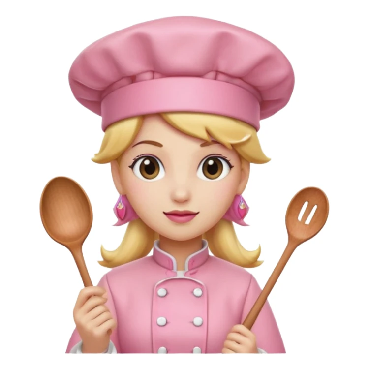 Pink chef hat princess peach with a hand and spoon sticker