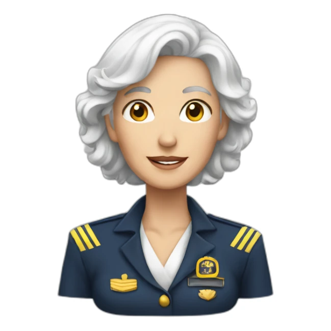 female boat captain white hair older sticker