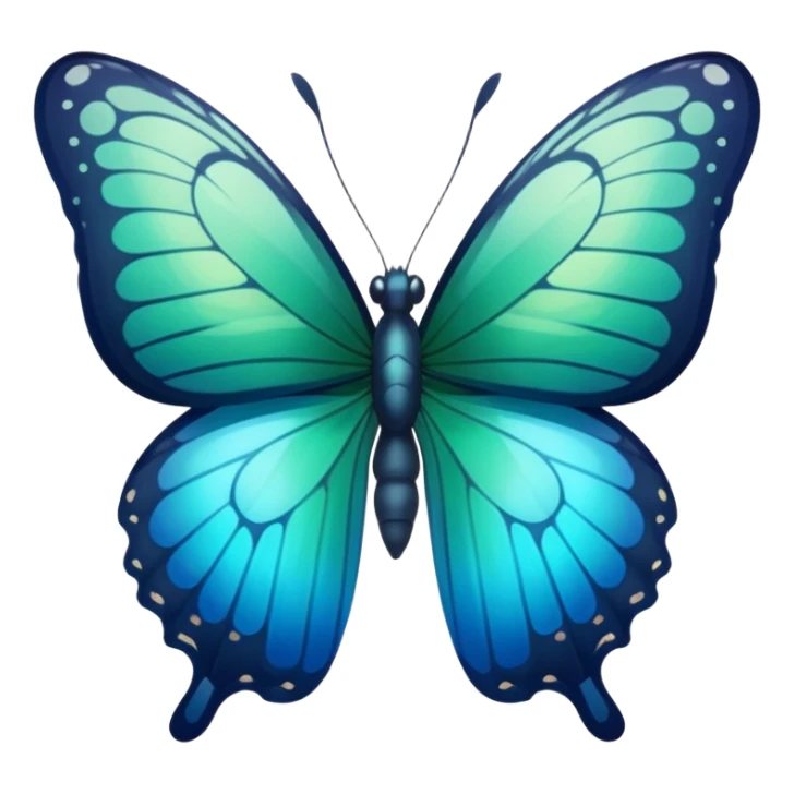 butterfly with dark green wings with a gradient to light blue sticker