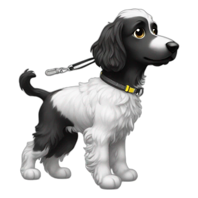 side profile medium sized black and white doodle on a leash going for a walk sticker