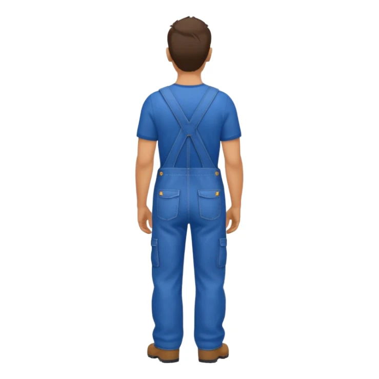man in blue overalls facing away sticker