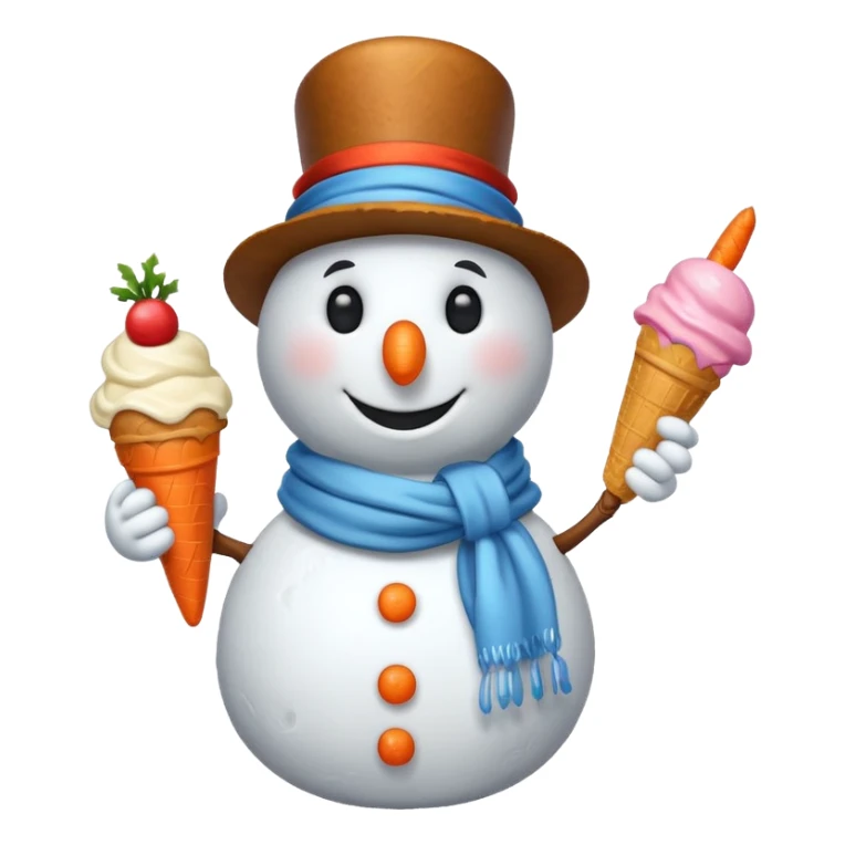 snowmen holding ice cream single snowmen sticker