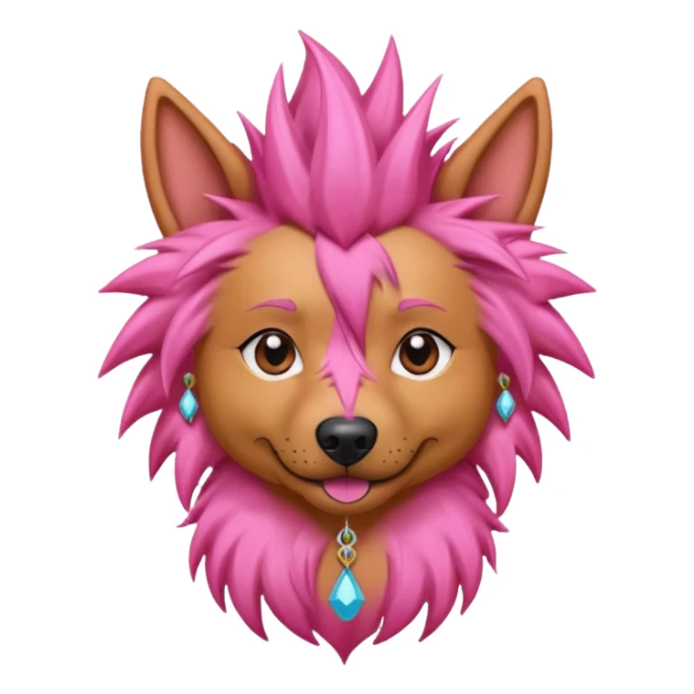 fancy pink very  spiky haired dog with earrings sticker
