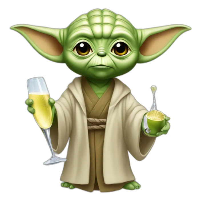 Yoda avec une coupe de champagne sticker