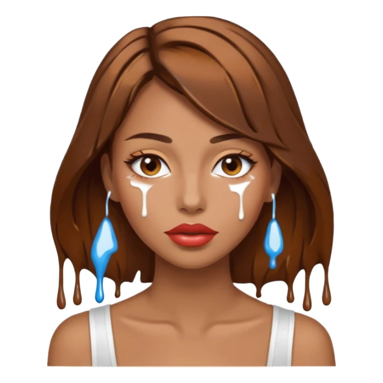 Brown Hair, Woman, white paint drip, face, hot, Sexy, lips sticker