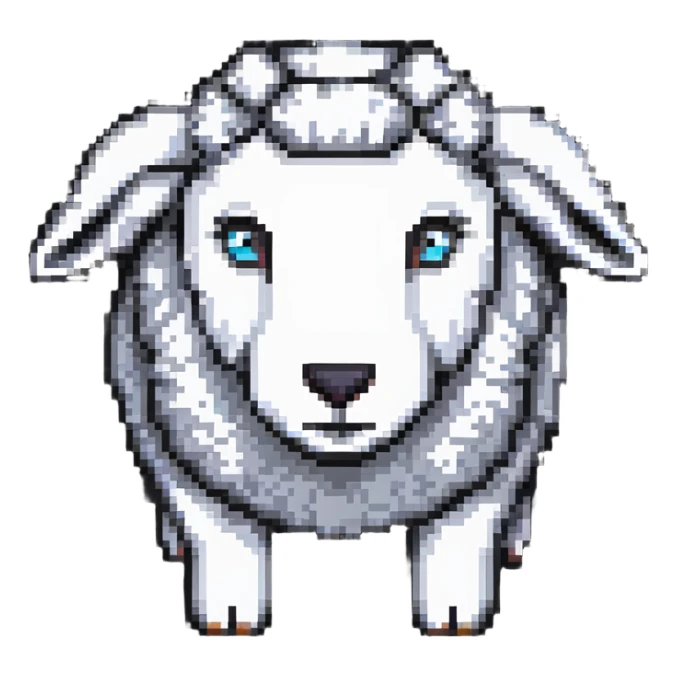 maximum blocky ultra-abstract pixel art Minecraft sheep emoji with only 2-4 large square pixels sticker