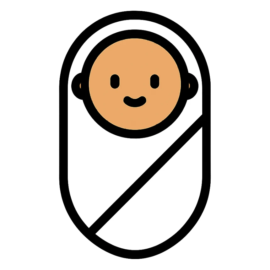 lightly tanned baby swaddled in a white blanket icon sticker