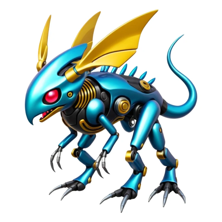 Cyberpunk complex glossy shiny alloy aesthetic-scenery-Fakémon-creature (full body) sticker