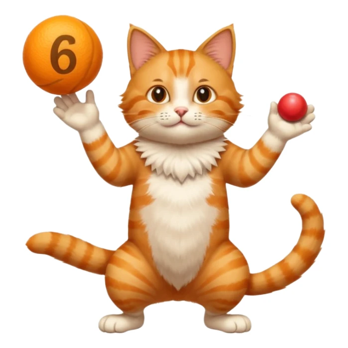 Cat juggling the numbers 6 and 7 sticker