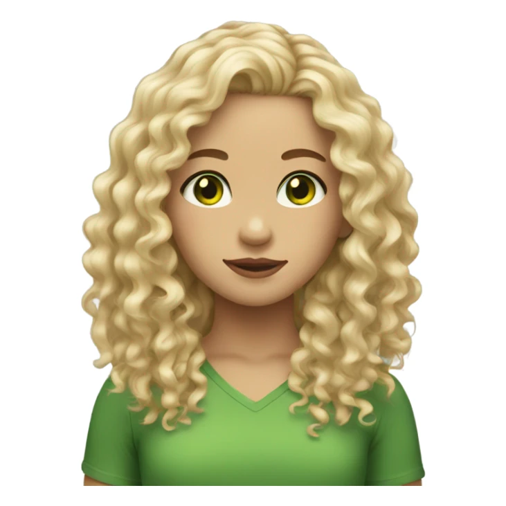 Girl long Curly hair blond and Green eyes sticker