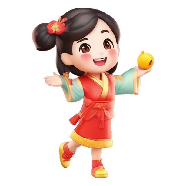 chinese girl waving her hand sticker