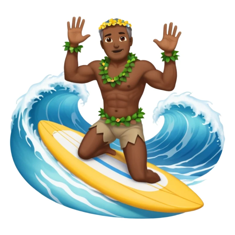 Dark muscular 50 year old man lei riding a big wave sticker