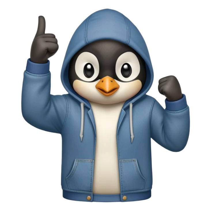 determined anthropomorphised penguin in a hoodie and jeans doing a fist pump sticker