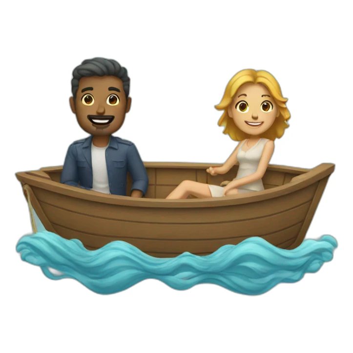 Man and women on a boat sticker