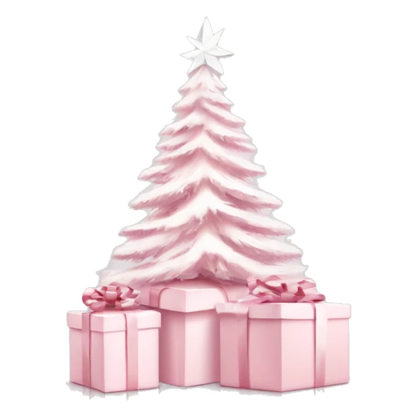 Light pink Christmas gifts under a white Christmas tree  sticker