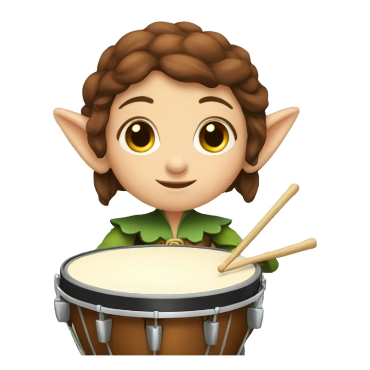 female elf bard with brown hair playing a drum sticker