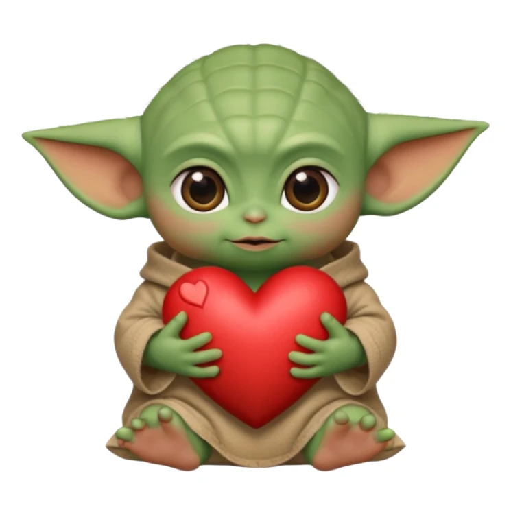 Baby yoda with heart sticker