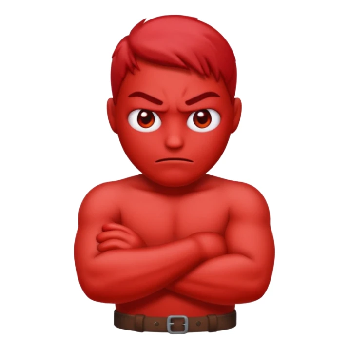 A mad emoji with arms crossed and red face sticker