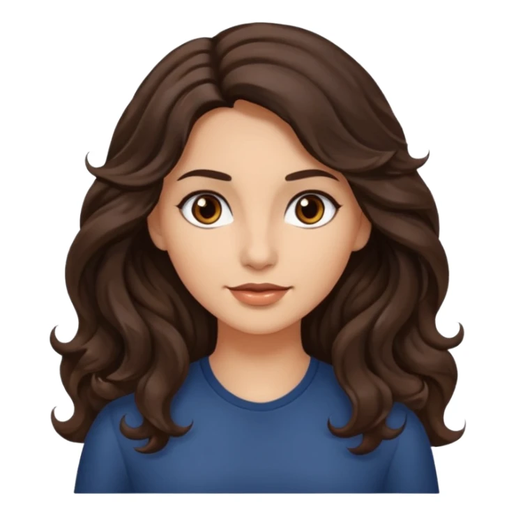 mujer pelo ondulado,  pelo largo  color marron oscuro, ojos marrones oscuros sticker