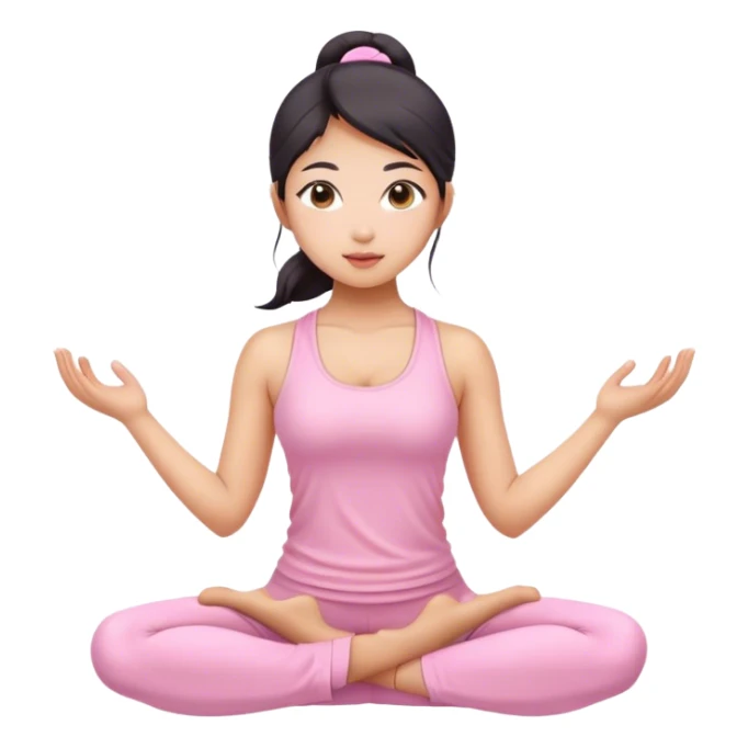 asian yoga girl light pink clothes  sticker