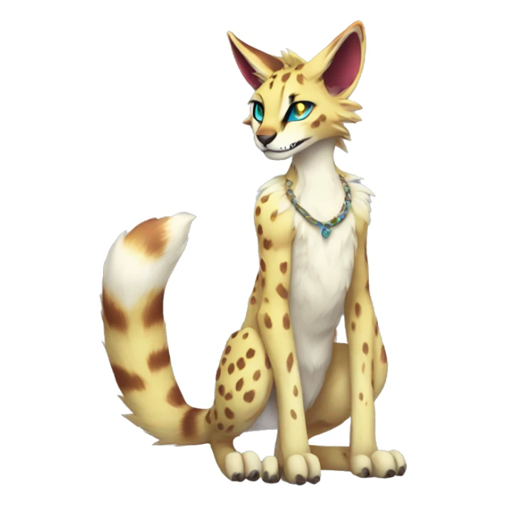 Anthro Epic Beautiful Handsome Pretty Colorful Sergal-Serval-Vernid full body sticker