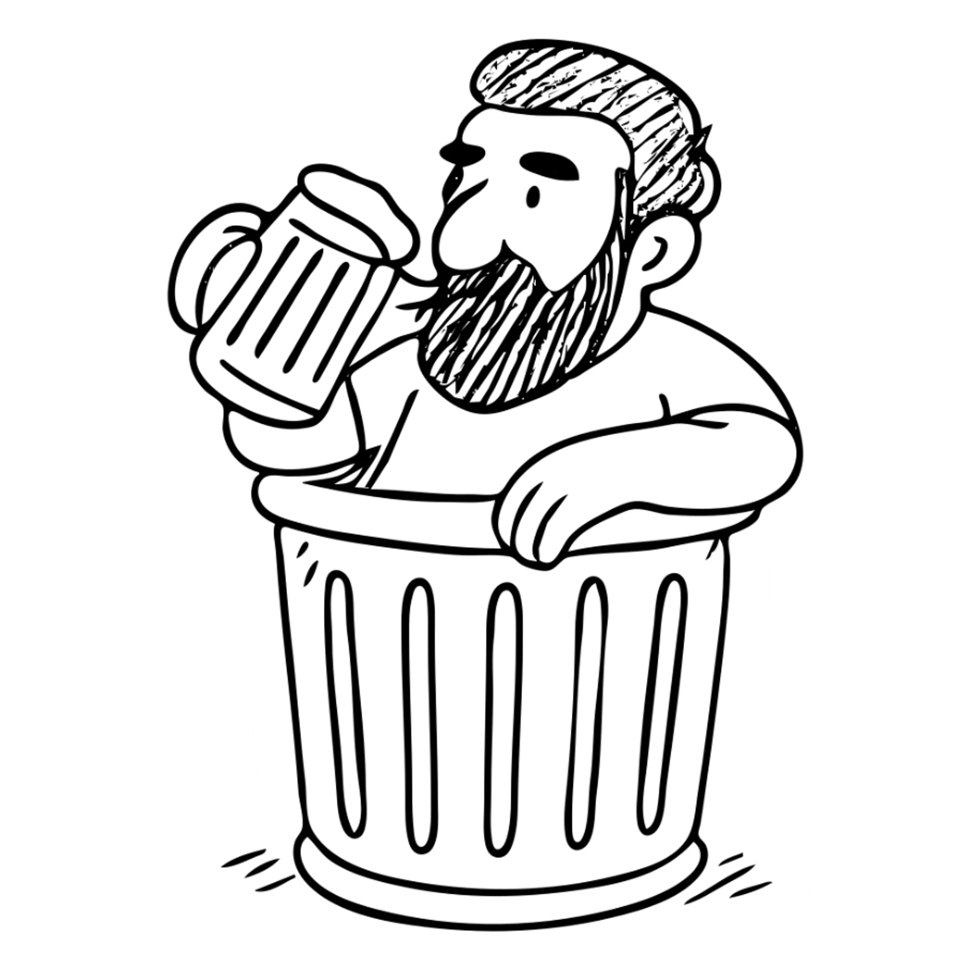 Armenian man drinking beer in a trash can sticker