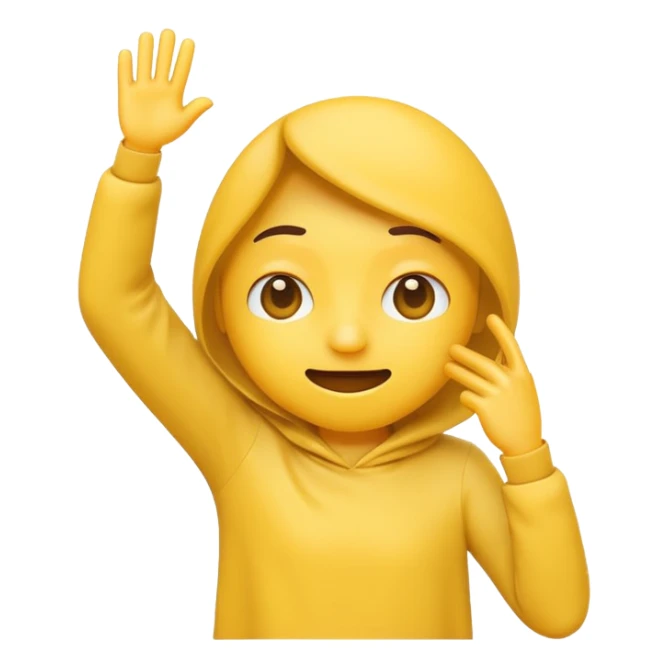 An emoji character mid-dab: face slightly lowered into the bent elbow of one arm, with the other arm extended diagonally upward in the opposite direction.  sticker