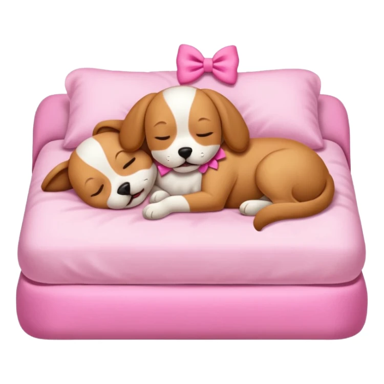 Cute sleeping dog with a pink bow and bed sticker