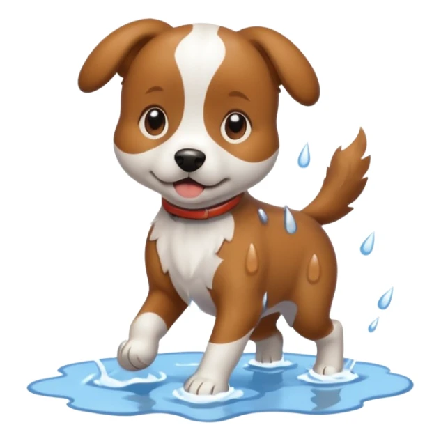 a dog splashing in a puddle in the rain sticker