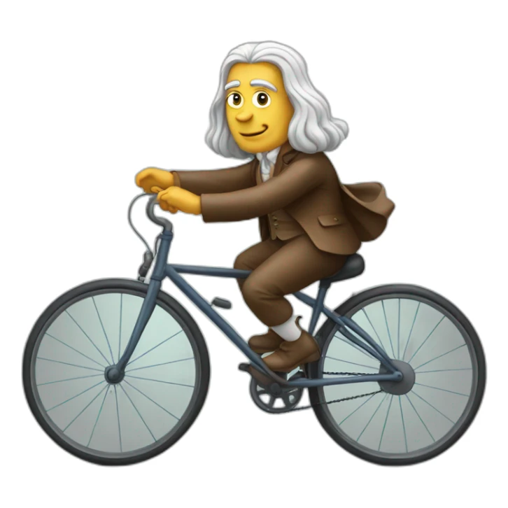 isaac newton riding a bicycle sticker