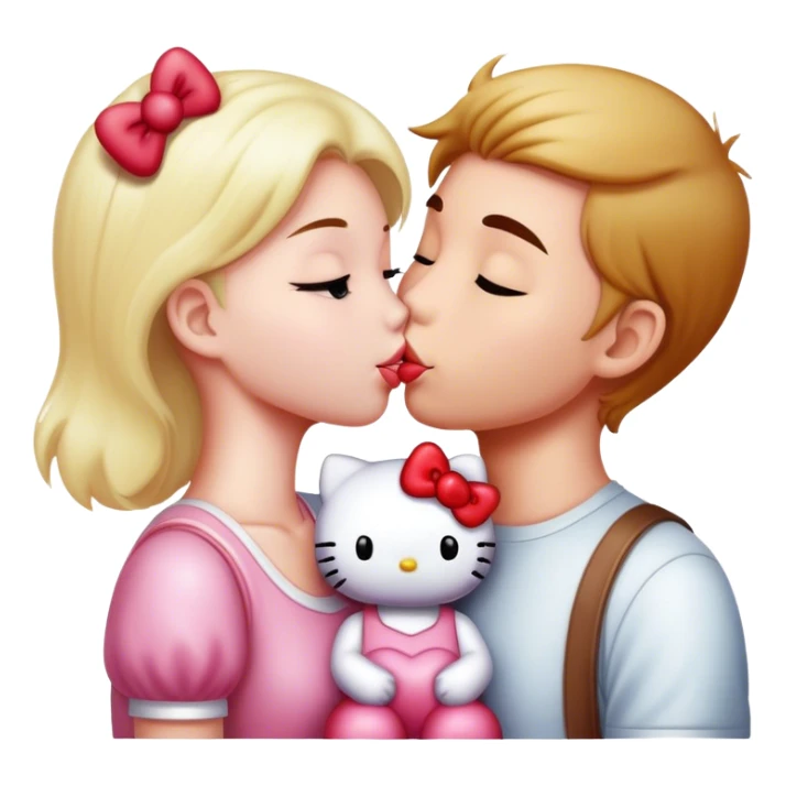 Hello kitty kissing her boyfriend sticker