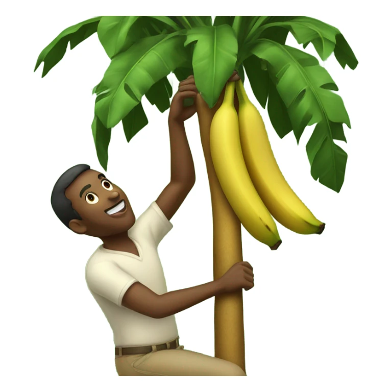 African american man climbing a banana tree sticker