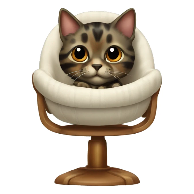 Tortoiseshell cat in a baby chair  sticker