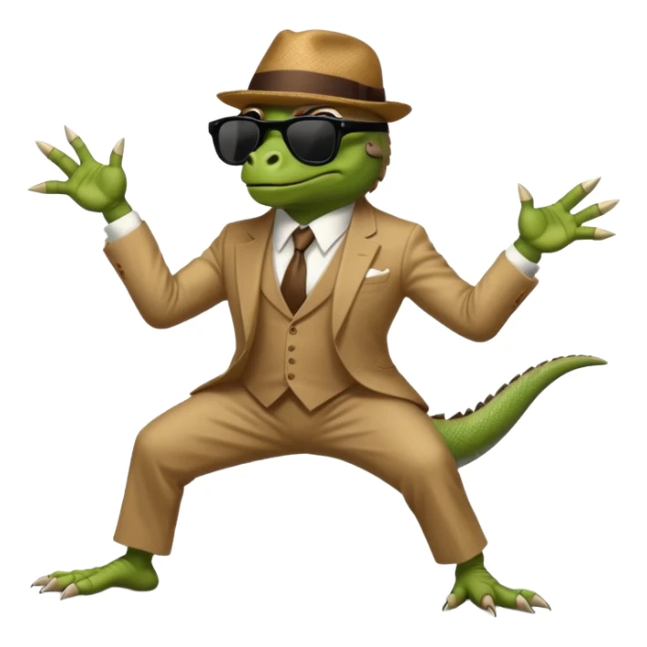 capitalist iguana banker godfather with black sunglasses breakdance startling sticker