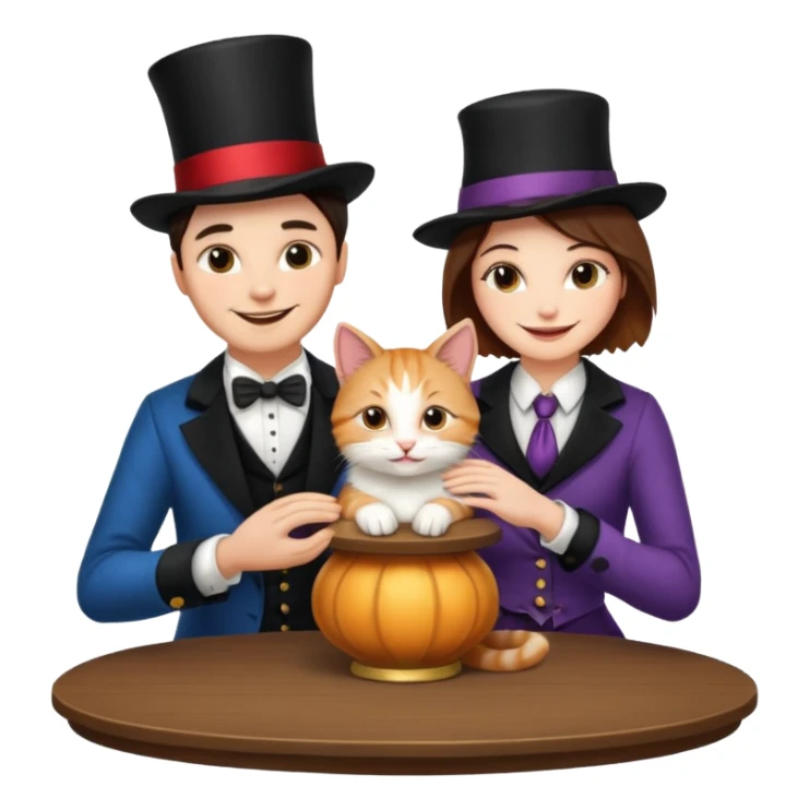 magician couple and their pet cat sticker