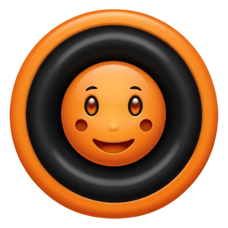 make a blackhole, accretion disk and all, with an orange smiley face, black head, orange ring, orange eyes, orange mouth, no other details sticker