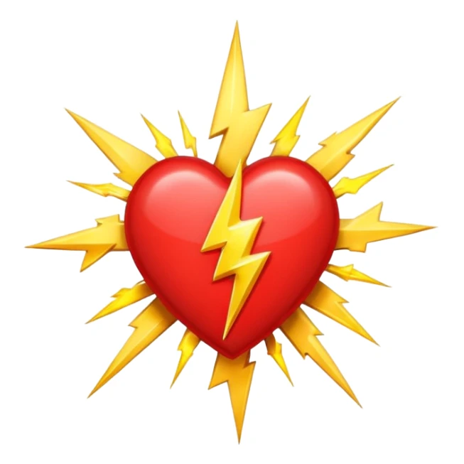 Heart with 13 point lightning bolt in the middle sticker