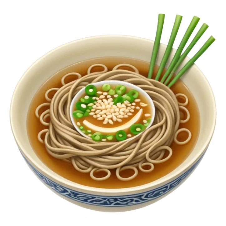 soba noodles in a bowl, top view sticker