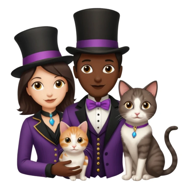 magician couple and their pet cat sticker