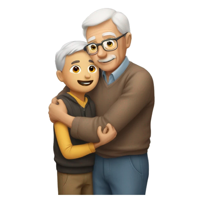 Grandfather huggings with a boy sticker