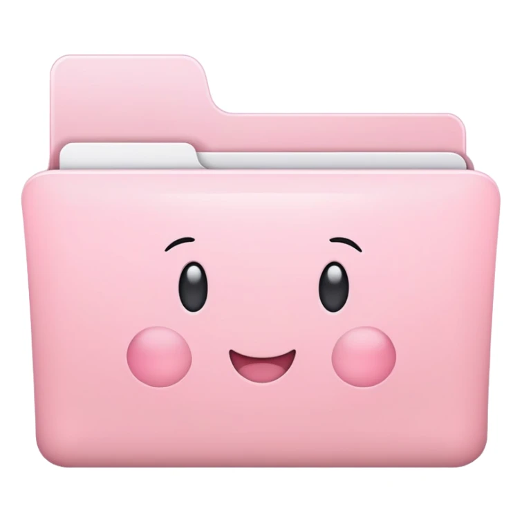 Mac folder icon in very light pastel baby pink color, soft pale pink sticker