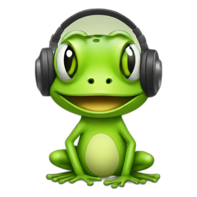 cartoon frog listening to music sticker