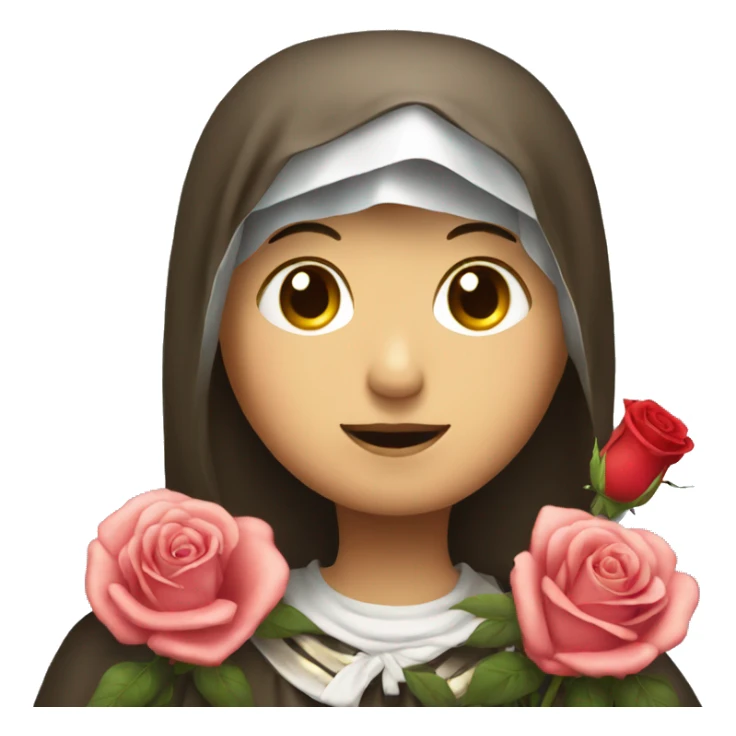 An emoji of Saint Rita with a rose  sticker