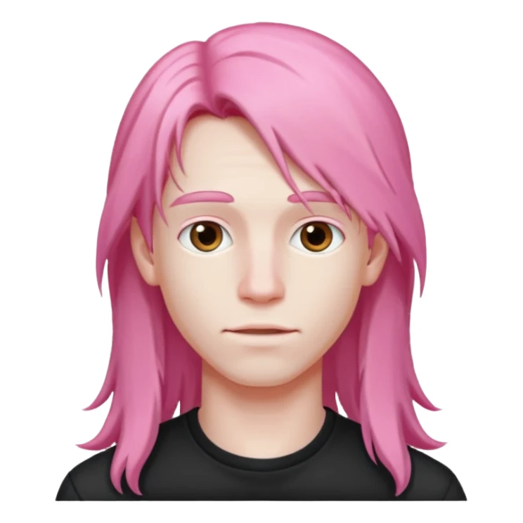 young guy with pink long hair sticker