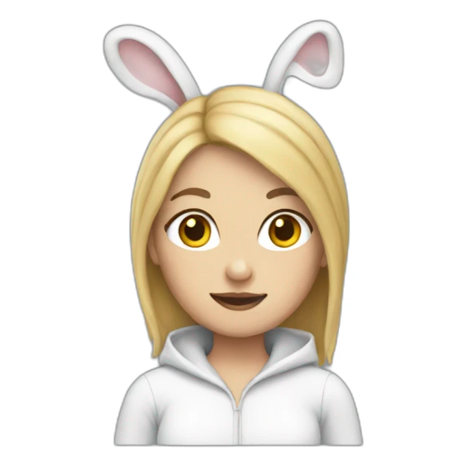 White Female wearing rabbit costume sticker